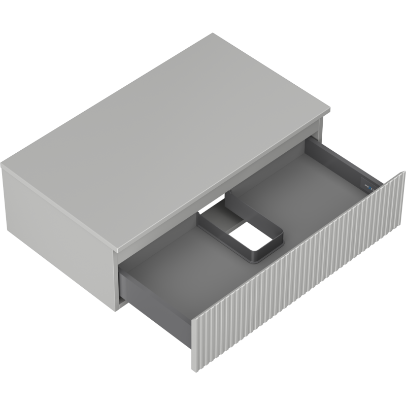 Mexen Rivel bathroom cabinet with countertop 80 cm, 1 drawer, fluted, matte grey - 91A20-08023-1-BFC62