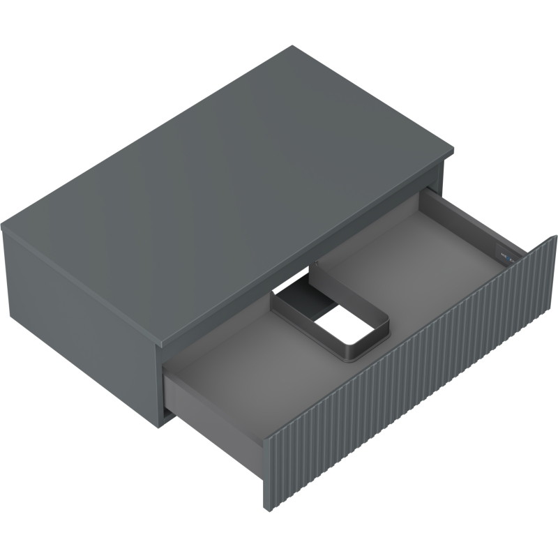Mexen Rivel bathroom cabinet for a washbasin 80 cm with top, 1 drawer, grooved, matt graphite - 91A20-08023-1-BFC66