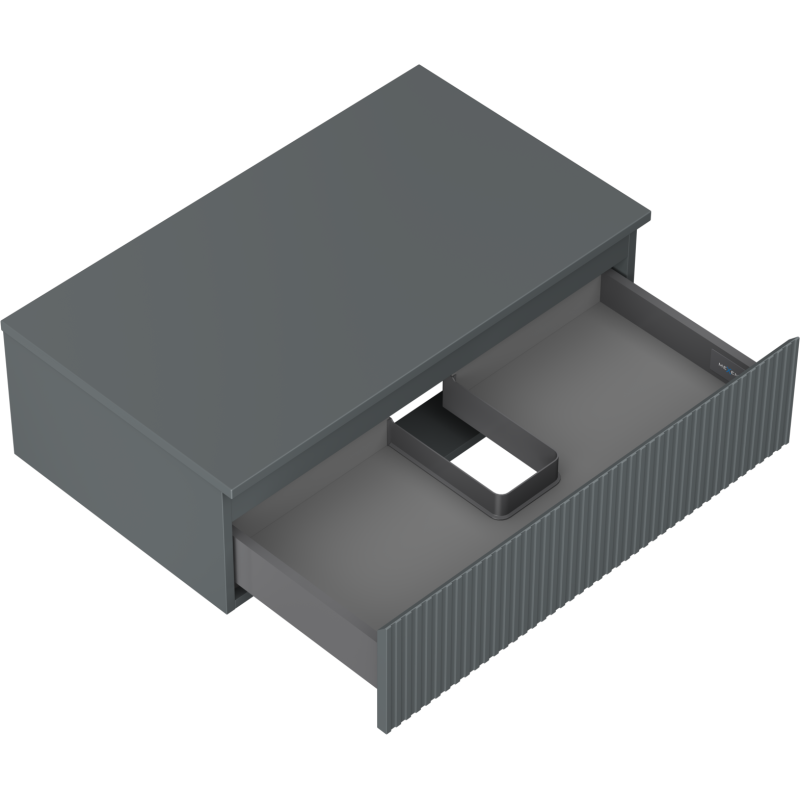 Mexen Rivel bathroom cabinet under-sink 80 cm with countertop, 1 drawer, fluted, matte graphite - 91A20-08023-1-BFC66