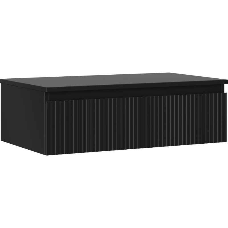 Mexen Rivel bathroom cabinet 80 cm with countertop, 1 drawer, grooved, matte black - 91A20-08023-1-BFC71