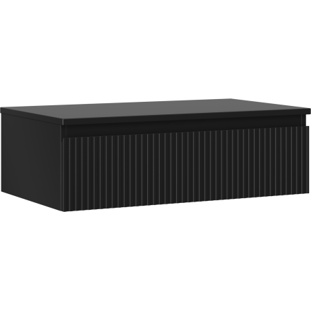 Mexen Rivel bathroom cabinet 80 cm with countertop, 1 drawer, grooved, matte black - 91A20-08023-1-BFC71