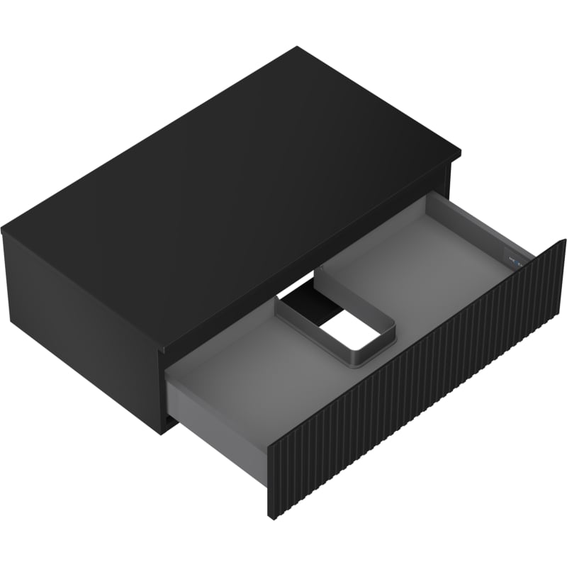 Mexen Rivel bathroom cabinet 80 cm with countertop, 1 drawer, grooved, matte black - 91A20-08023-1-BFC71