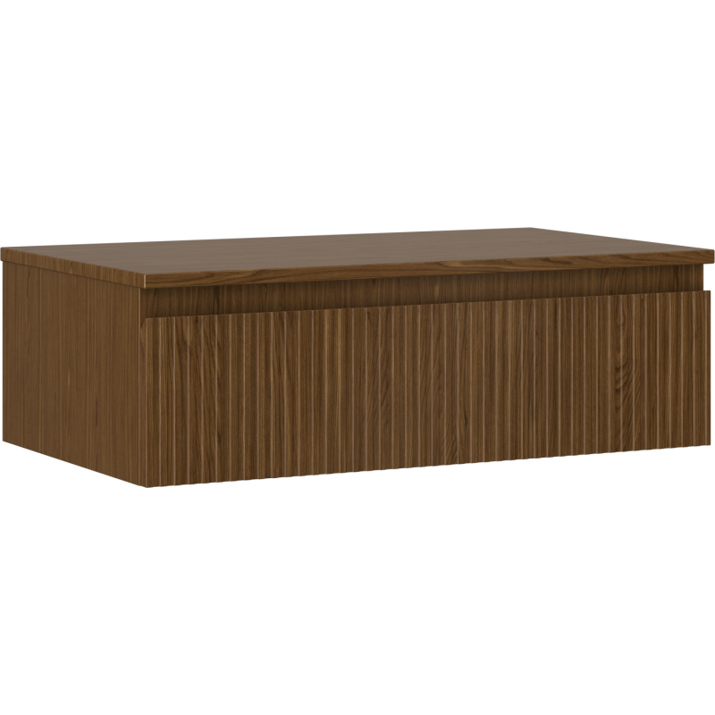 Mexen Rivel bathroom cabinet under-sink 80 cm with countertop, 1 drawer, grooved, walnut - 91A20-08023-1-BFC86
