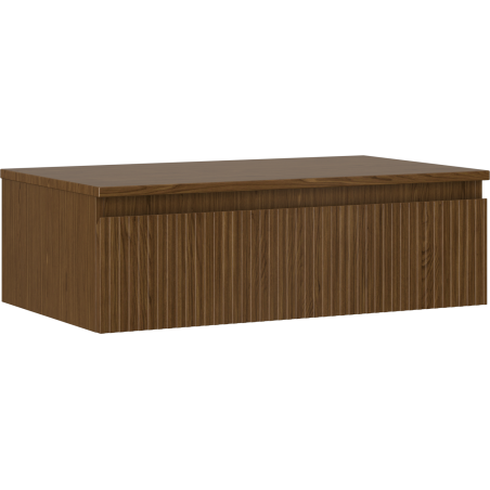 Mexen Rivel bathroom cabinet under-sink 80 cm with countertop, 1 drawer, grooved, walnut - 91A20-08023-1-BFC86