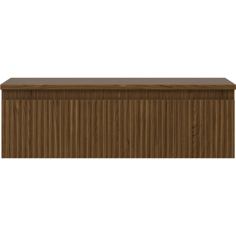 Mexen Rivel bathroom cabinet under-sink 80 cm with countertop, 1 drawer, grooved, walnut - 91A20-08023-1-BFC86