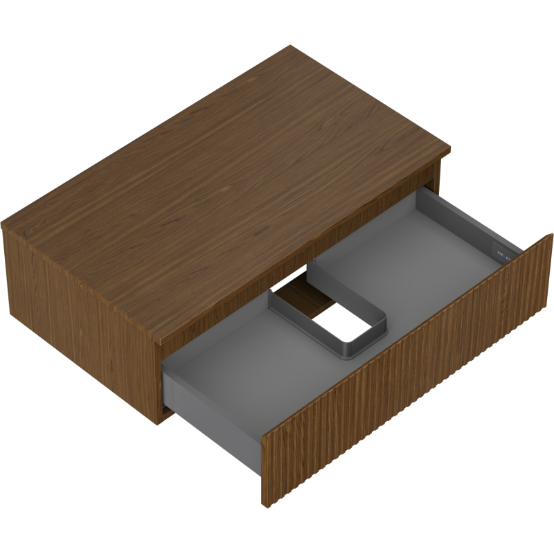 Mexen Rivel bathroom cabinet under-sink 80 cm with countertop, 1 drawer, grooved, walnut - 91A20-08023-1-BFC86