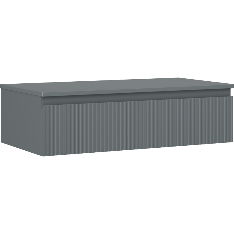 Mexen Rivel bathroom cabinet under sink 90 cm with countertop, 1 drawer, fluted, matte graphite - 91A20-09023-1-BFC66