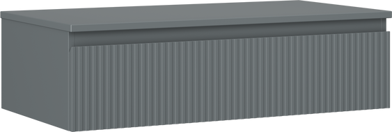 Mexen Rivel bathroom cabinet under sink 90 cm with countertop, 1 drawer, fluted, matte graphite - 91A20-09023-1-BFC66