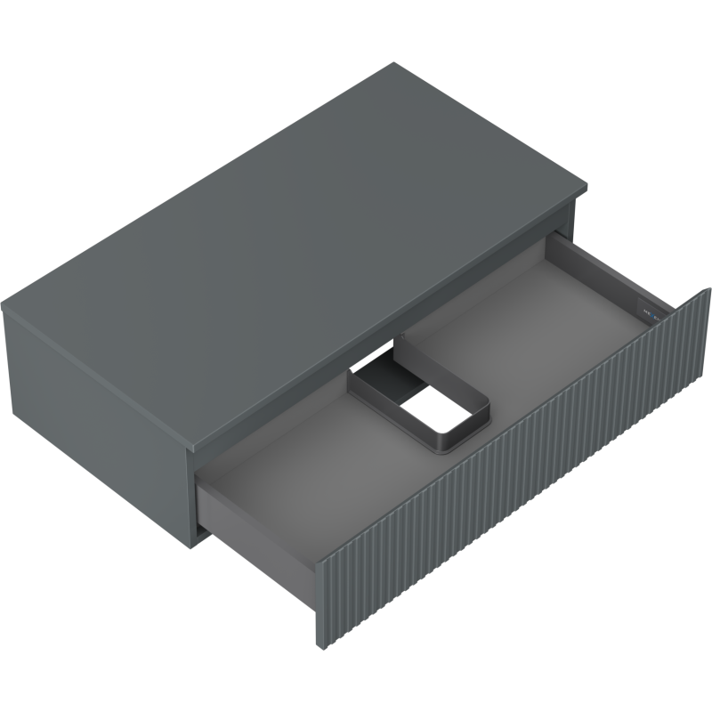 Mexen Rivel 90 cm Bathroom Cabinet with Countertop, 1 Drawer, Grooved, Matte Graphite - 91A20-09023-1-BFC66