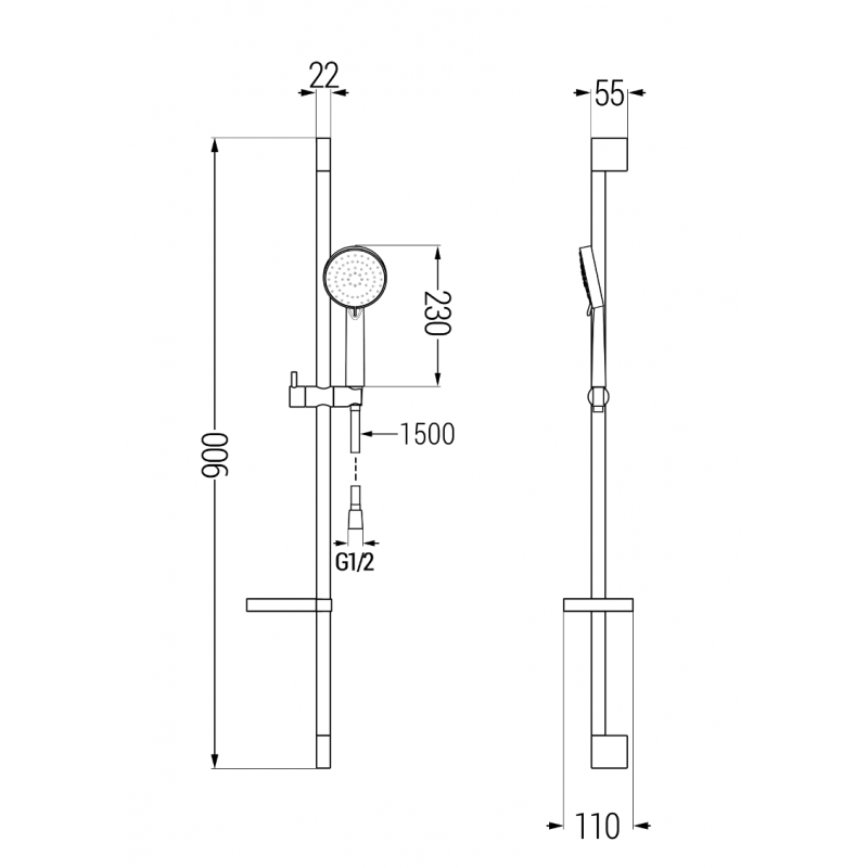 Mexen DS75 adjustable shower set, chrome - 785754583-02