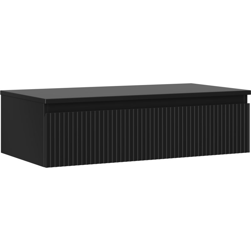 Mexen Rivel bathroom cabinet with countertop 90 cm, 1 drawer, grooved, matte black - 91A20-09023-1-BFC71