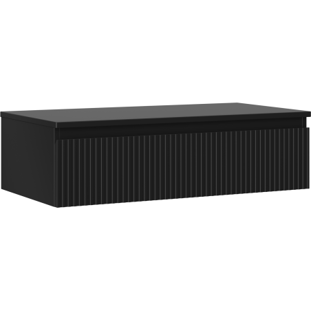 Mexen Rivel bathroom cabinet under sink 90 cm with countertop, 1 drawer, grooved, black matte - 91A20-09023-1-BFC71