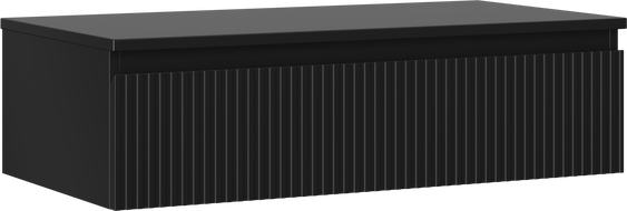 Mexen Rivel bathroom cabinet with countertop 90 cm, 1 drawer, grooved, matte black - 91A20-09023-1-BFC71
