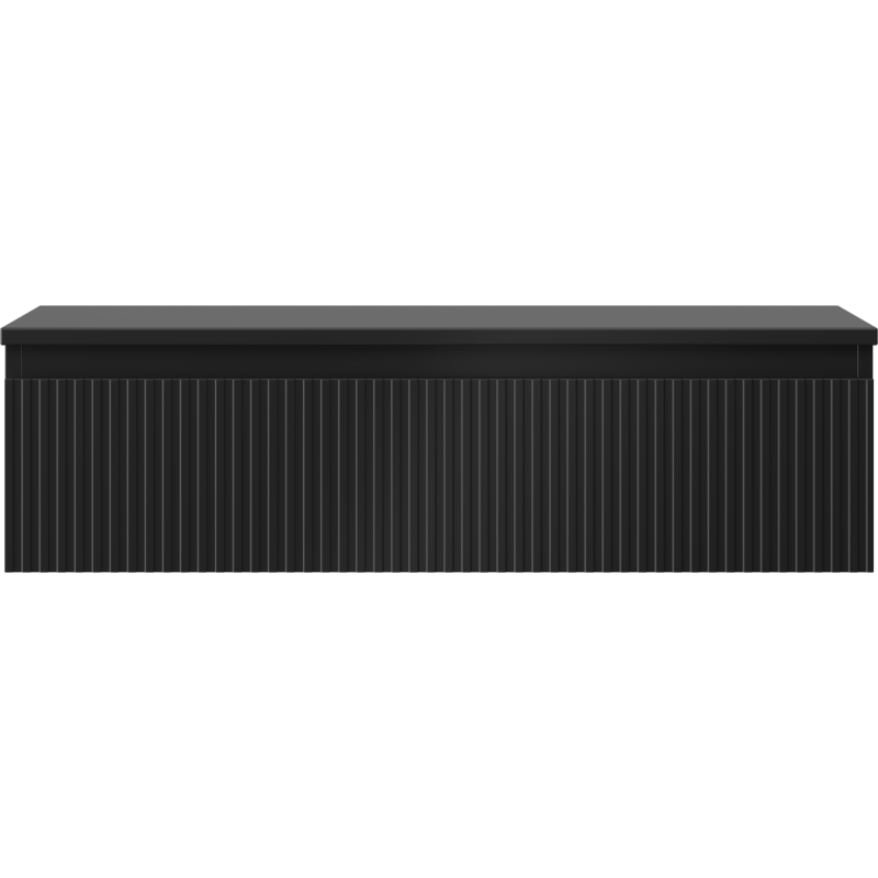 Mexen Rivel bathroom cabinet under sink 90 cm with countertop, 1 drawer, grooved, black matte - 91A20-09023-1-BFC71