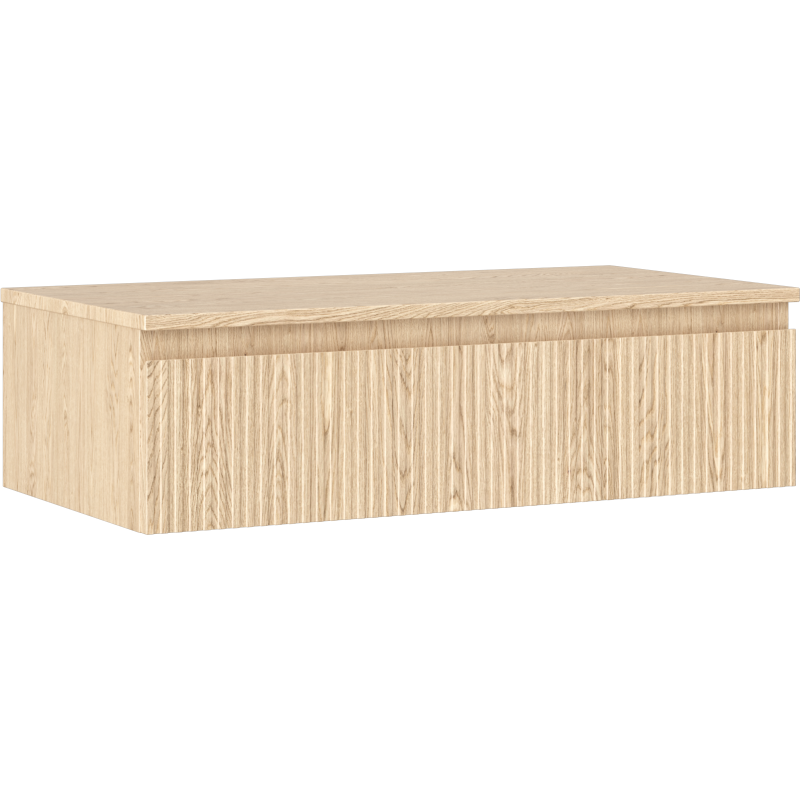 Mexen Rivel bathroom cabinet under sink 90 cm with countertop, 1 drawer, grooved, oak - 91A20-09023-1-BFC81