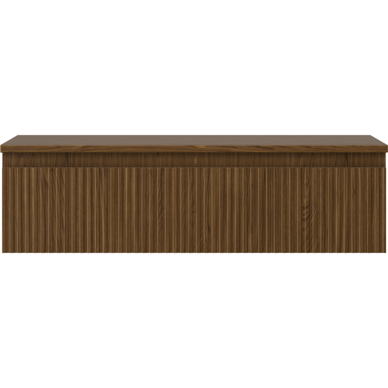 Mexen Rivel Bathroom Cabinet Under Sink 90 cm with Countertop, 1 Drawer, Grooved, Walnut - 91A20-09023-1-BFC86