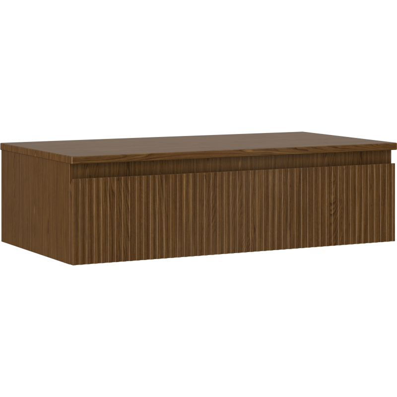 Mexen Rivel bathroom cabinet with countertop 90 cm, 1 drawer, grooved, walnut - 91A20-09023-1-BFC86
