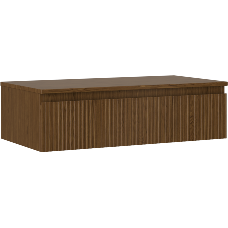 Mexen Rivel Bathroom Cabinet Under Sink 90 cm with Countertop, 1 Drawer, Grooved, Walnut - 91A20-09023-1-BFC86