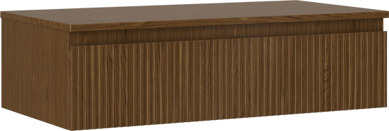 Mexen Rivel bathroom cabinet with countertop 90 cm, 1 drawer, grooved, walnut - 91A20-09023-1-BFC86