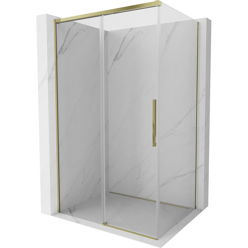 Mexen Rox sliding shower cabin 130 x 110 cm, transparent, gold - 8C2-130-110-50-00