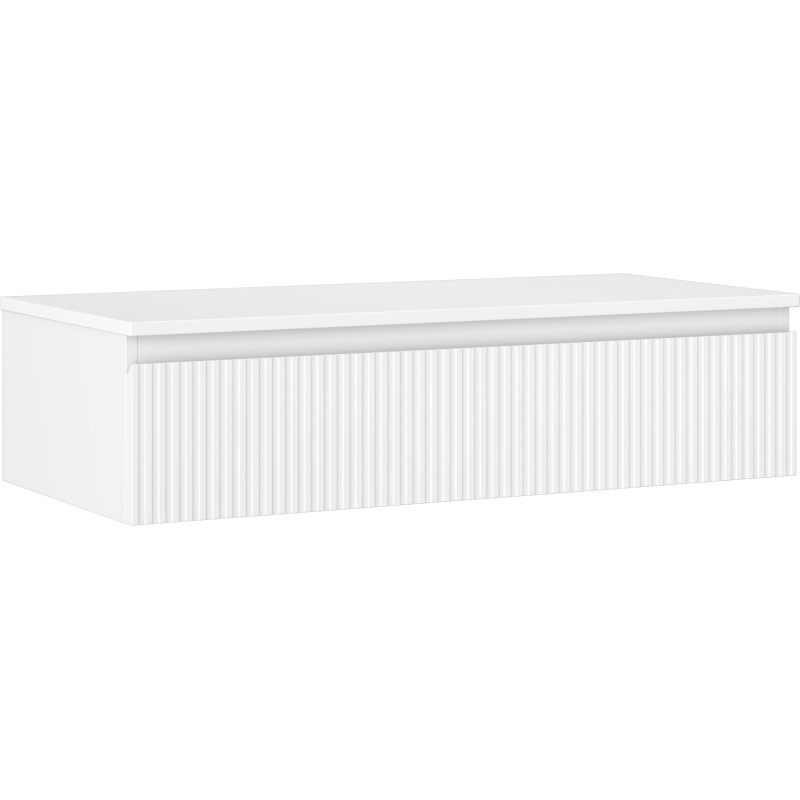 Mexen Rivel 100 cm Under-Sink Bathroom Cabinet with Countertop, 1 Grooved Drawer, Matte White - 91A20-10023-1-BFC01