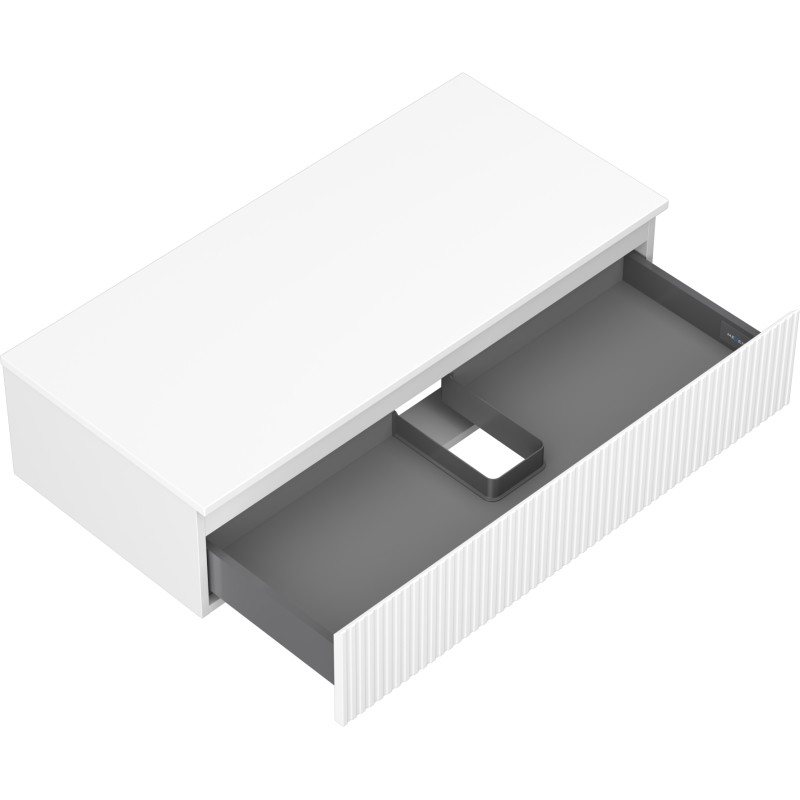 Mexen Rivel 100 cm Under-Sink Bathroom Cabinet with Countertop, 1 Grooved Drawer, Matte White - 91A20-10023-1-BFC01