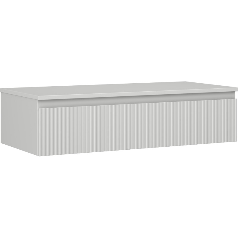 Mexen Rivel bathroom vanity cabinet 100 cm with countertop, 1 drawer, grooved, matte gray - 91A20-10023-1-BFC62