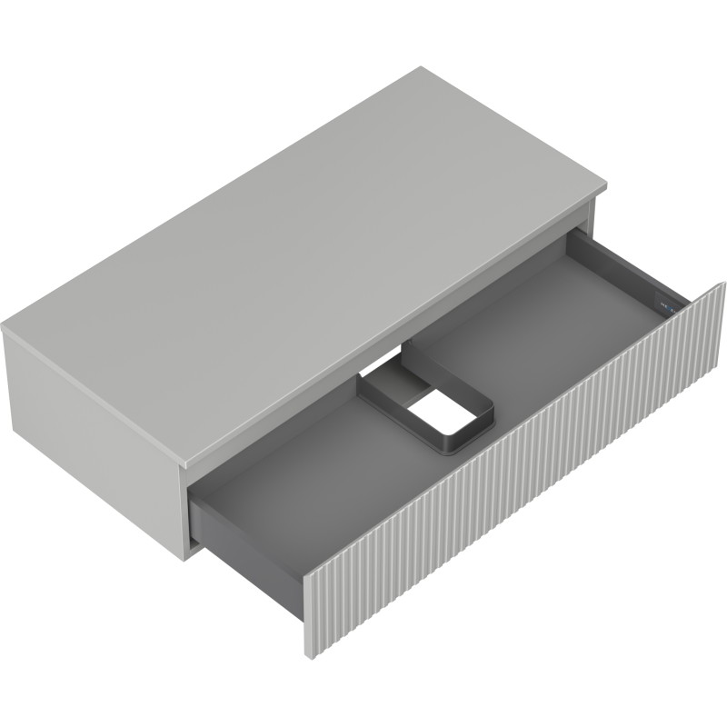 Mexen Rivel bathroom vanity cabinet 100 cm with countertop, 1 drawer, grooved, matte gray - 91A20-10023-1-BFC62