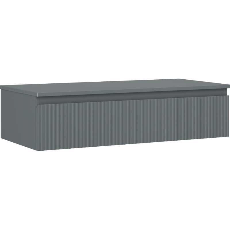 Mexen Rivel 100 cm bathroom under-sink cabinet with countertop, 1 drawer, grooved, matte graphite - 91A20-10023-1-BFC66