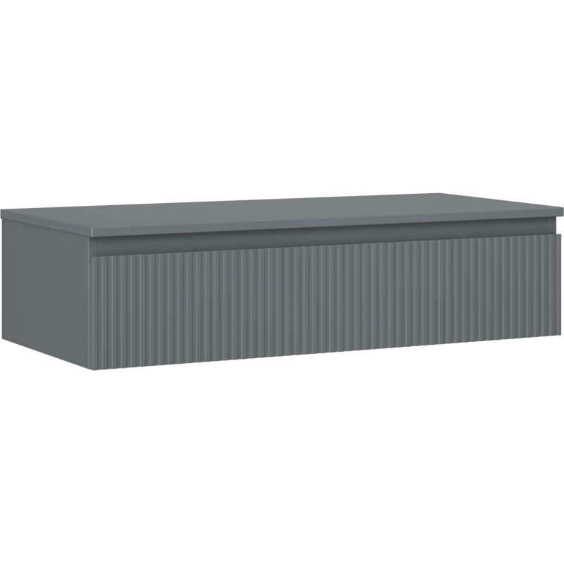 Mexen Rivel bathroom cabinet under sink 100 cm with countertop, 1 drawer, grooved, matte graphite - 91A20-10023-1-BFC66