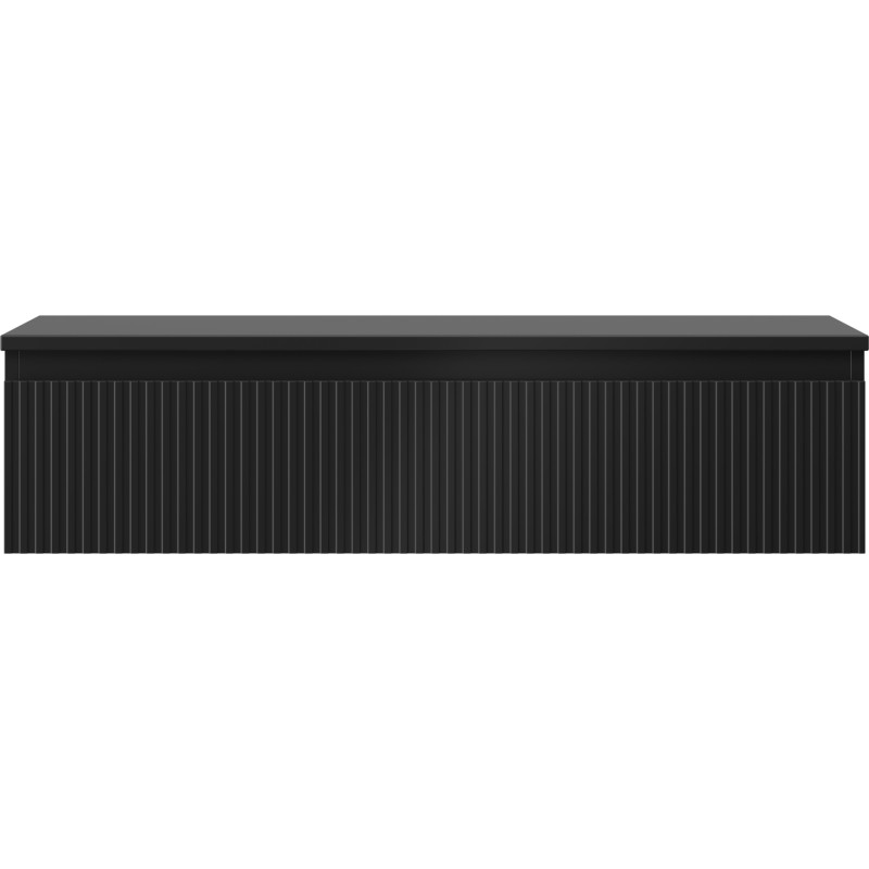 Mexen Rivel bathroom vanity unit 100 cm with countertop, 1 drawer, fluted, black matte - 91A20-10023-1-BFC71