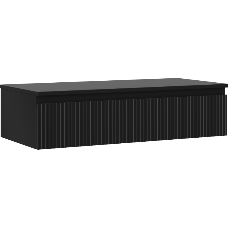 Mexen Rivel bathroom cabinet for washbasin 100 cm with countertop, 1 drawer, grooved, matte black - 91A20-10023-1-BFC71