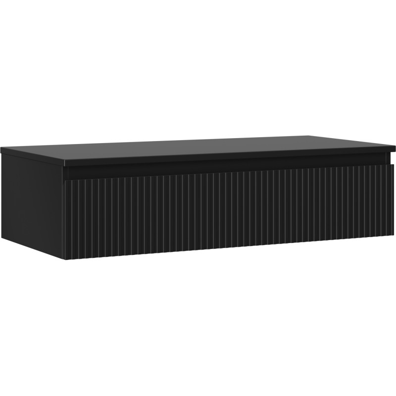 Mexen Rivel bathroom vanity unit 100 cm with countertop, 1 drawer, fluted, black matte - 91A20-10023-1-BFC71