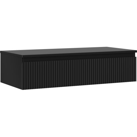 Mexen Rivel bathroom vanity unit 100 cm with countertop, 1 drawer, fluted, black matte - 91A20-10023-1-BFC71