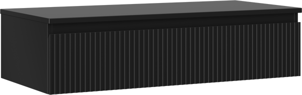 Mexen Rivel 100 cm Bathroom Cabinet with Countertop, 1 Drawer, Grooved, Black Matt - 91A20-10023-1-BFC71