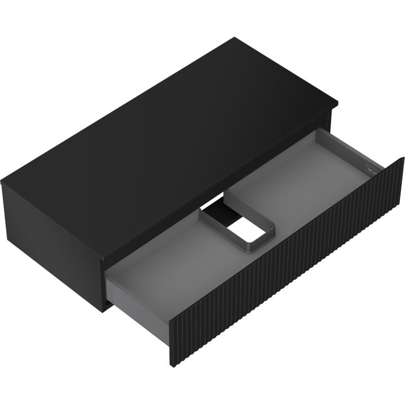 Mexen Rivel bathroom vanity unit 100 cm with countertop, 1 drawer, fluted, black matte - 91A20-10023-1-BFC71