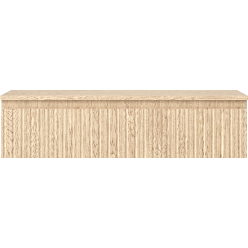 Mexen Rivel 100 cm Bathroom Cabinet with Countertop, 1 Drawer, Fluted, Oak - 91A20-10023-1-BFC81