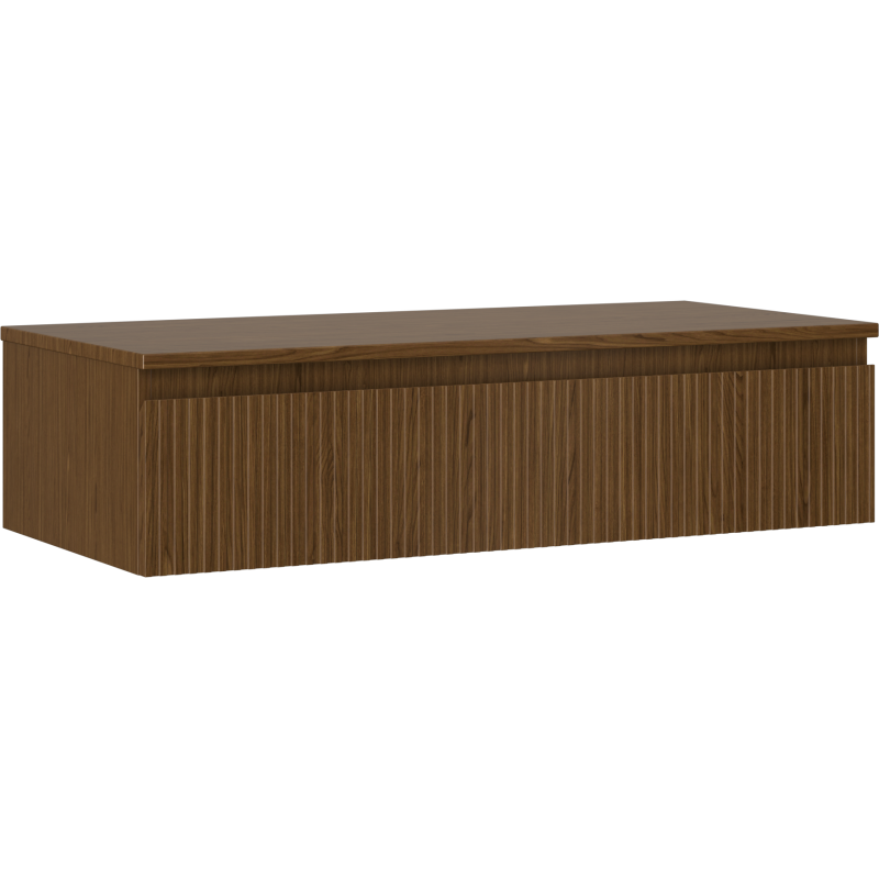 Mexen Rivel bathroom cabinet under sink 100 cm with countertop, 1 drawer, grooved, walnut - 91A20-10023-1-BFC86