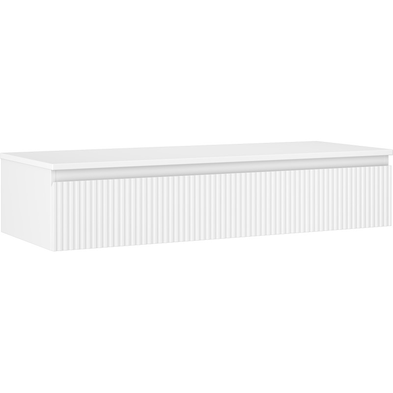 Mexen Rivel 120 cm Under-Sink Bathroom Cabinet with Countertop, 1 Drawer, Grooved, White Matte - 91A20-12023-1-BFC01