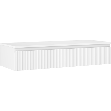Mexen Rivel 120 cm Under Sink Bathroom Cabinet with Countertop, 1 Drawer, Fluted, Matte White - 91A20-12023-1-BFC01