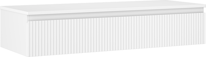 Mexen Rivel 120 cm Under Sink Bathroom Cabinet with Countertop, 1 Drawer, Fluted, Matte White - 91A20-12023-1-BFC01