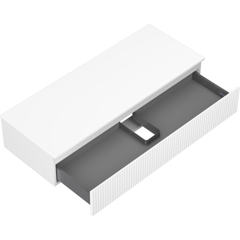 Mexen Rivel 120 cm Under-Sink Bathroom Cabinet with Countertop, 1 Drawer, Grooved, White Matte - 91A20-12023-1-BFC01