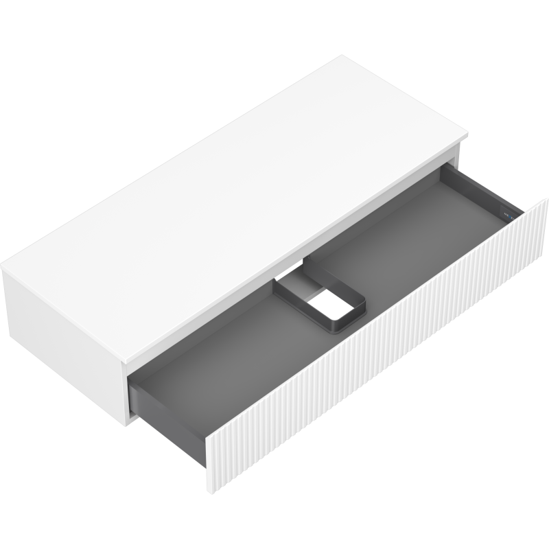 Mexen Rivel bathroom cabinet for washbasin 120 cm with countertop, 1 drawer, fluted, white matte - 91A20-12023-1-BFC01