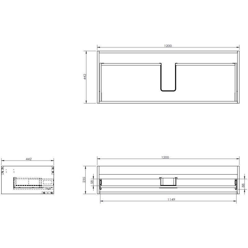 Mexen Rivel 120 cm Under-Sink Bathroom Cabinet with Countertop, 1 Drawer, Grooved, White Matte - 91A20-12023-1-BFC01