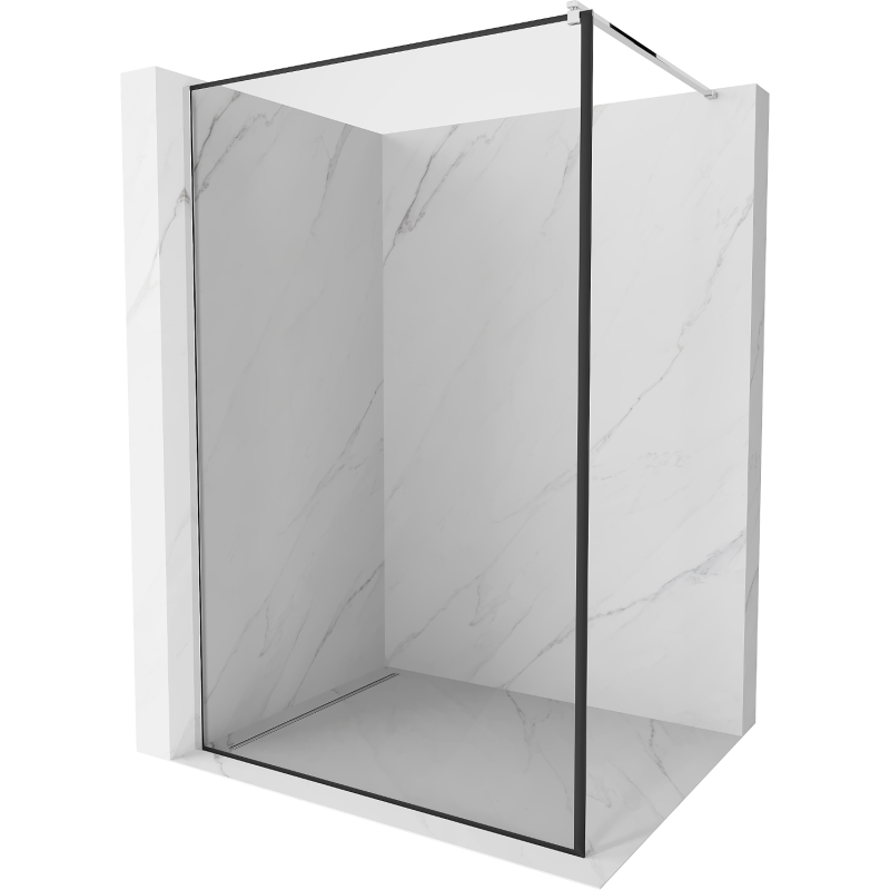 Mexen Kioto shower screen 90 x 200 cm, Transparent/Black pattern 8 mm, Chrome - 800-090-101-01-70