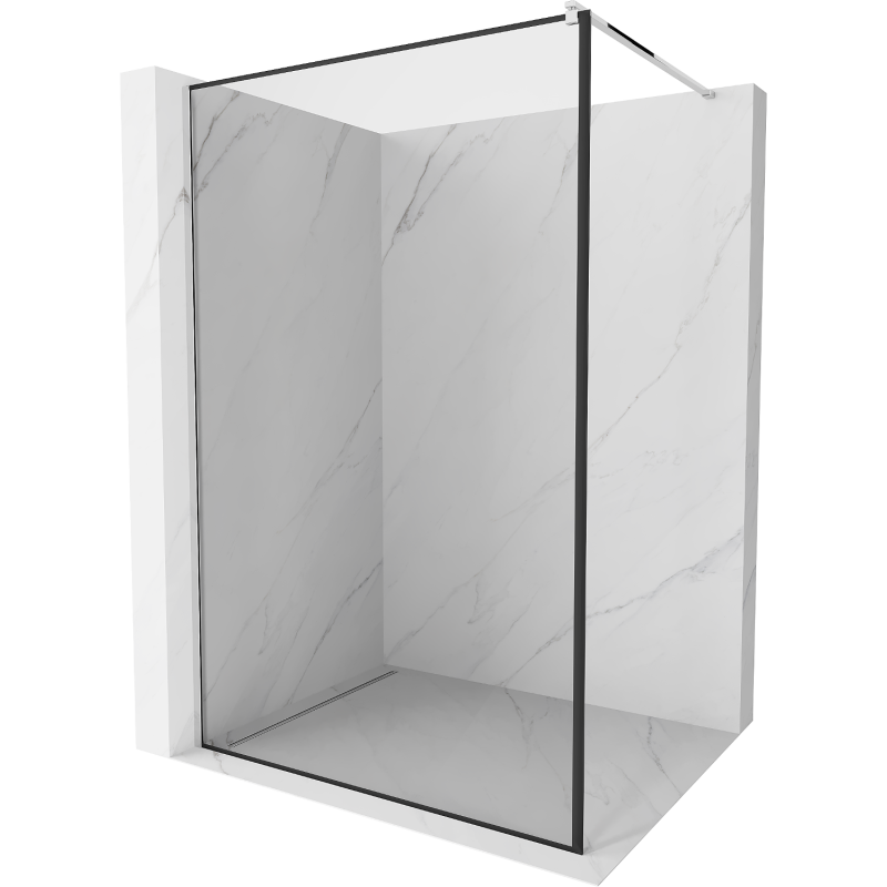 Mexen Kioto Walk-in Shower Wall 90 x 200 cm, Black Frame 8 mm, Chrome - 800-090-101-01-70