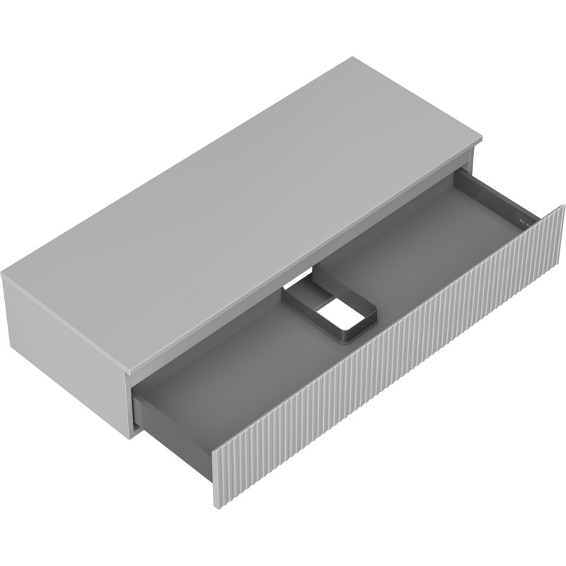 Mexen Rivel bathroom cabinet under-sink 120 cm with countertop, 1 drawer, fluted, matte gray - 91A20-12023-1-BFC62