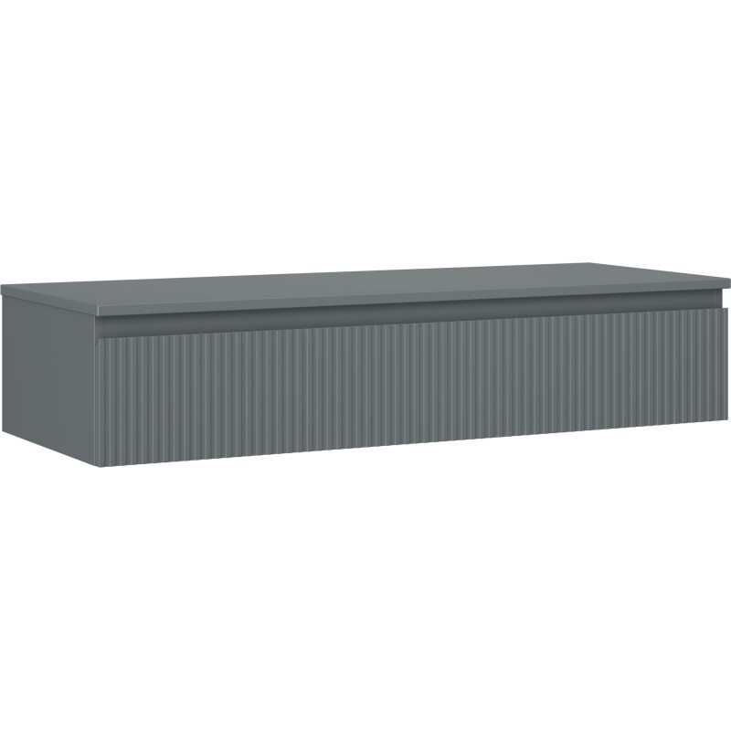 Mexen Rivel 120 cm Bathroom Vanity with Countertop, 1 Drawer, Fluted, Matte Graphite - 91A20-12023-1-BFC66