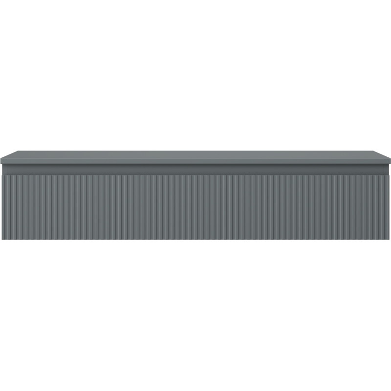 Mexen Rivel 120 cm Bathroom Vanity with Countertop, 1 Drawer, Fluted, Matte Graphite - 91A20-12023-1-BFC66