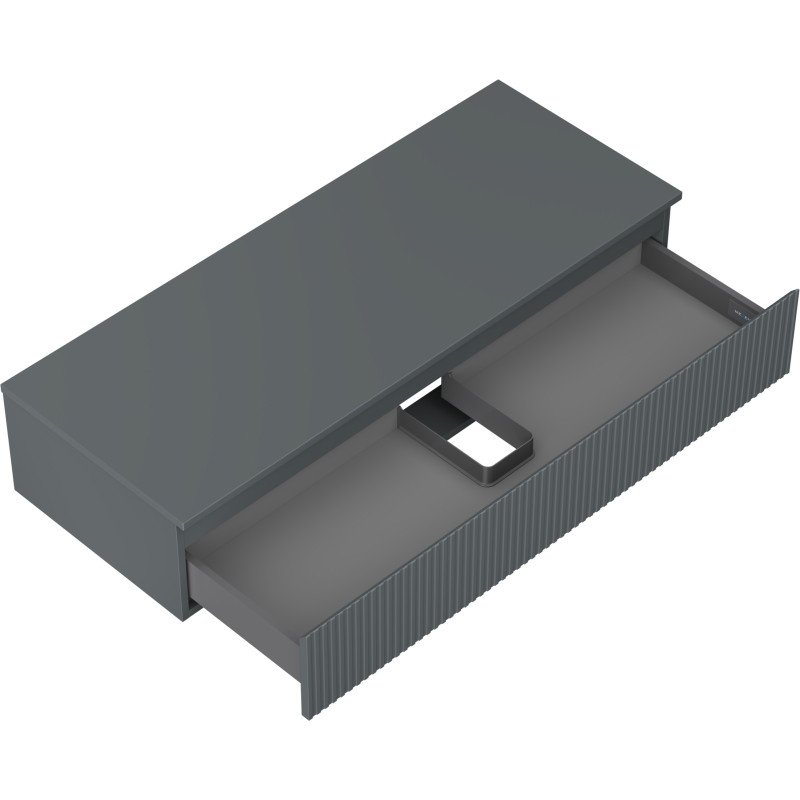 Mexen Rivel 120 cm Bathroom Vanity with Countertop, 1 Drawer, Fluted, Matte Graphite - 91A20-12023-1-BFC66